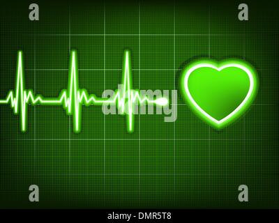 Green heart beat. Graphique d'EKG. EPS 8 Illustration de Vecteur