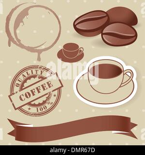Vector set vintage des éléments du café. Illustration de Vecteur