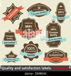 Qualité Premium Vintage Garantie de satisfaction et de recueillir de l'étiquette Illustration de Vecteur