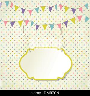 Vintage frame avec anniversaire bunting flags Illustration de Vecteur