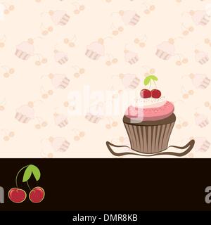 Carte d'invitation cupcake cerise Illustration de Vecteur