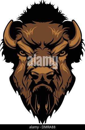 Mascotte Bison Buffalo Head Graphic Illustration de Vecteur