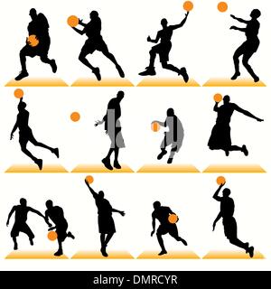 Les joueurs de basket-ball Jeu de silhouettes Illustration de Vecteur