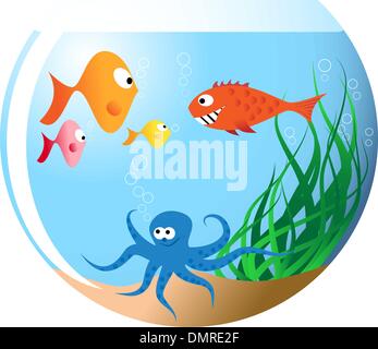 Divers poissons dans l'aquarium Illustration de Vecteur