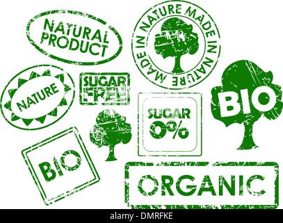 Timbres pour une alimentation saine organiques Illustration de Vecteur