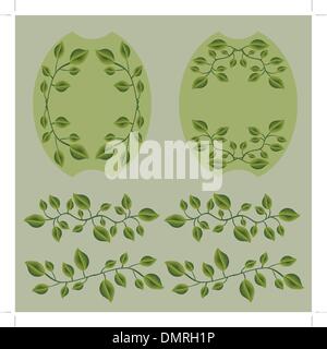 Branches d'olive avec les Leafs set Illustration de Vecteur