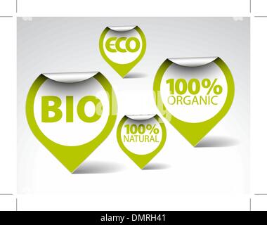 Tags vert pour biologique, naturel, écologique, l'alimentation bio Illustration de Vecteur