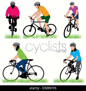Jeu de silhouettes Bikers Illustration de Vecteur