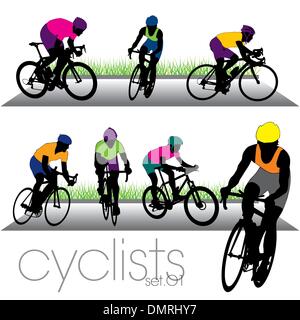 Jeu de silhouettes Bikers Illustration de Vecteur