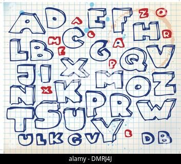 Hand drawn doodle alphabet Illustration de Vecteur