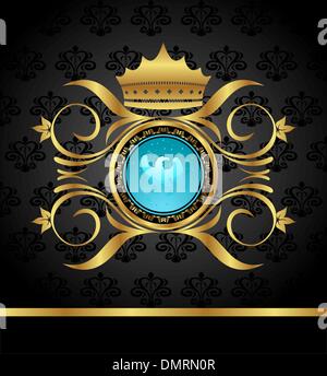 Floral frame avec aigle héraldique Illustration de Vecteur