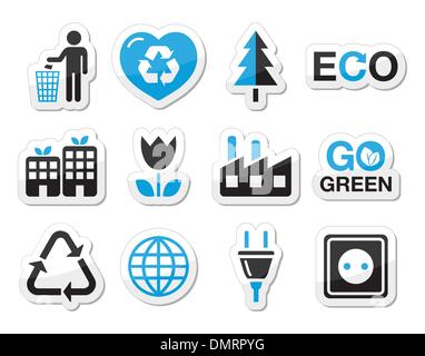 L'écologie, vert, recyclage vector icons set Illustration de Vecteur