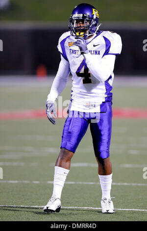 Le FOE USA Conférence East Carolina Pirates tomber 28-21 à la SMU Mustangs. DB ECU Van Malzberg attend que les Mustangs de venir à la ligne. (Crédit Image : © Steven Leija/global/ZUMApress.com) Southcreek Banque D'Images