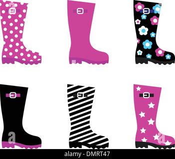 Fresh & bottes de pluie colorées wellies isolated on white Illustration de Vecteur