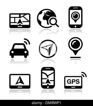 Navigation GPS, vecteur de déplacement icons set Illustration de Vecteur