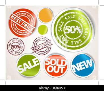 Jeu d'étiquettes et autocollants - vente et meilleur prix Illustration de Vecteur