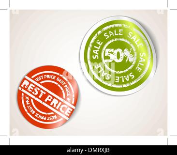 Jeu d'étiquettes badges et autocollants à vendre et meilleur prix Illustration de Vecteur