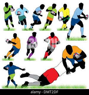 Les joueurs de Rugby 12 Silhouettes Set Illustration de Vecteur