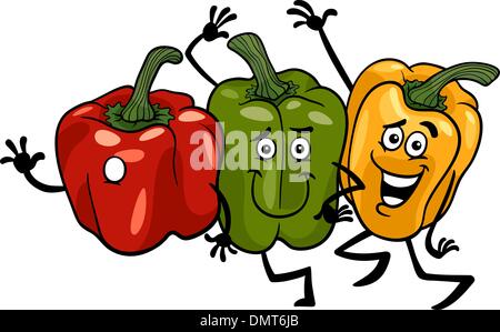 Groupe de légumes poivrons cartoon illustration Illustration de Vecteur