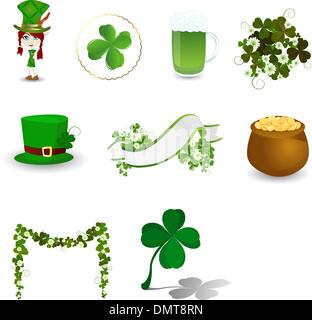 Le jour de rue Patrick icon set Illustration de Vecteur