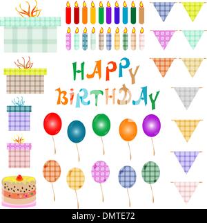 Ensemble d'éléments du vecteur d'anniversaire Illustration de Vecteur