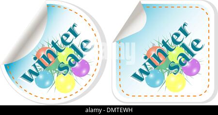 Vente d'hiver autocollants vector set avec des boules de Noël Illustration de Vecteur