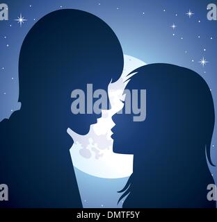 Vector silhouette de jeune homme et femme Illustration de Vecteur