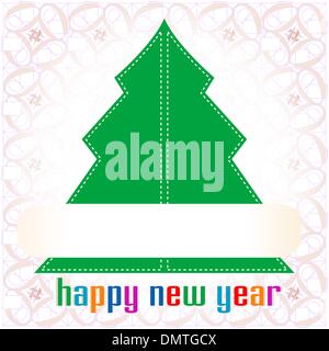 Illustration en couleur vert sapin de Noël décoré avec Illustration de Vecteur