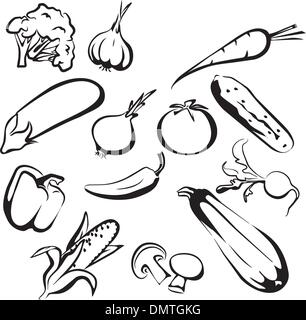 Légumes icon set Illustration de Vecteur