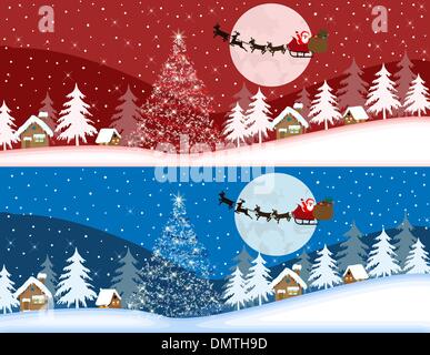 Bannières de Noël rouge et bleu Illustration de Vecteur