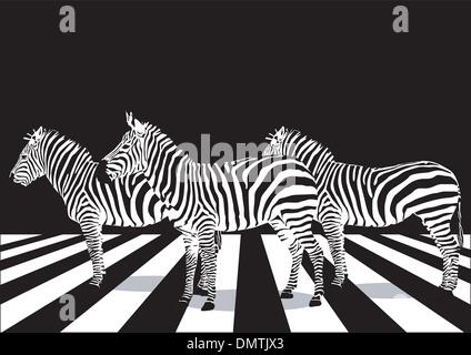 Zebra sur passage pour piétons Illustration de Vecteur