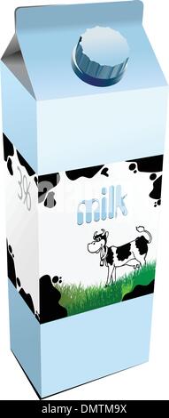 Produits laitiers dans un emballage en carton. Le lait. Vector Illustration de Vecteur