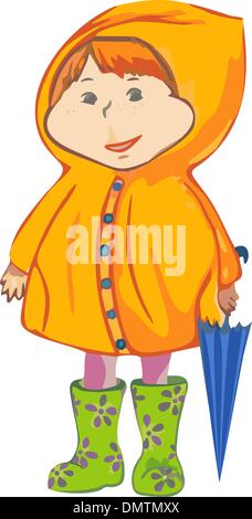 Fille en imperméable orange Illustration de Vecteur