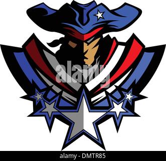 Patriot Mascot avec étoile et Hat Graphic Vector Illustration Illustration de Vecteur