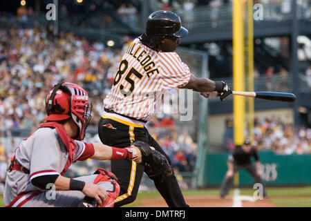 22 Août 2009 : Pirates Lastings Milledge (85) au bâton pendant le jeu entre les Rouges et les pirates. Les Pirates défait les Reds 12-2 devant 32 570 fans au PNC Park à Pittsburgh, PA. (Crédit Image : © Frank Jansky/global/ZUMApress.com) Southcreek Banque D'Images