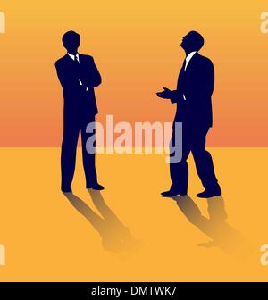 Deux silhouettes de personnes parlant de perdre l'emploi. Illustration de Vecteur