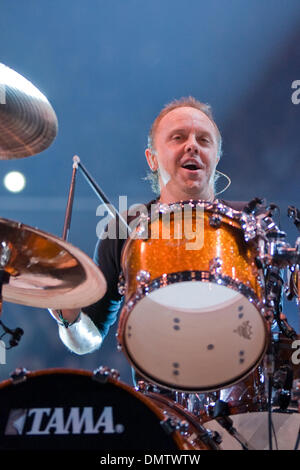 15 Octobre 2009 : le batteur de Metallica Lars Ulrich exécute sur scène pendant la Metallica World Magnetic Tour à la Quicken Loans Arena de Cleveland, Ohio. (Crédit Image : © Frank Jansky/global/ZUMApress.com) Southcreek Banque D'Images