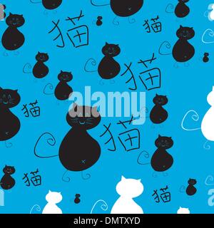 Cute kitty seamless pattern Illustration de Vecteur