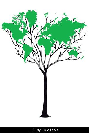 Carte du monde arbre, vector Illustration de Vecteur