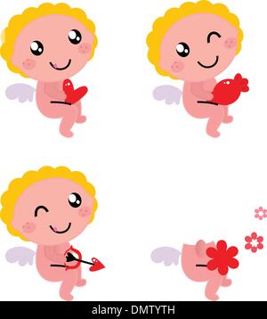 Cute valentine's cupidon ou ange isolated on white Illustration de Vecteur