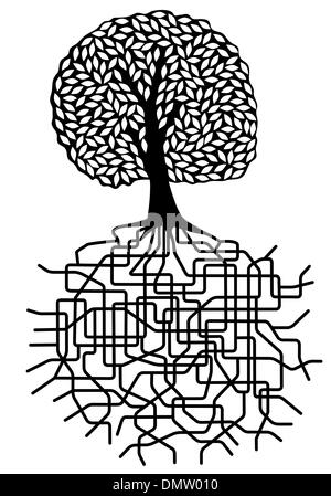 Arbre et les racines Illustration de Vecteur