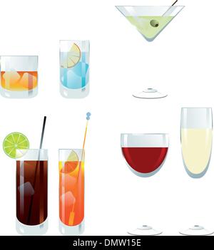 Verres à Cocktail et vin vecteur Illustration de Vecteur