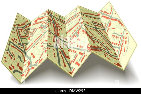 Carte des rues de pliage Illustration de Vecteur