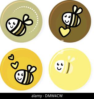 Doodle mignon collection bee vector isolated on white Illustration de Vecteur