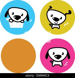 Mignon chien boutons colorés isolated on white Illustration de Vecteur