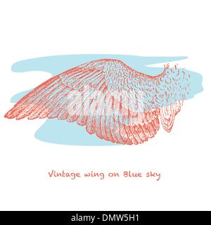 Aile vintage on blue sky Illustration de Vecteur