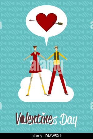 Dans l'amour couple Valentines Day Illustration de Vecteur