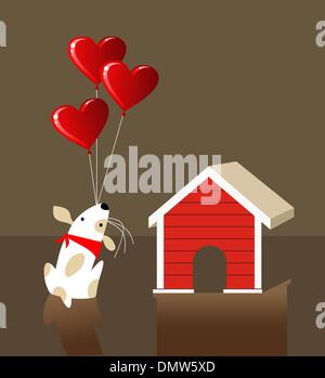 Le chien et chat amour Saint Valentin Illustration de Vecteur