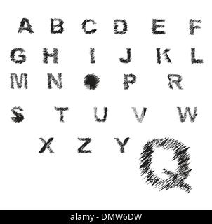 L'alphabet des croquis en noir et blanc Illustration de Vecteur