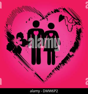 Couple in love symbole sur pink Illustration de Vecteur
